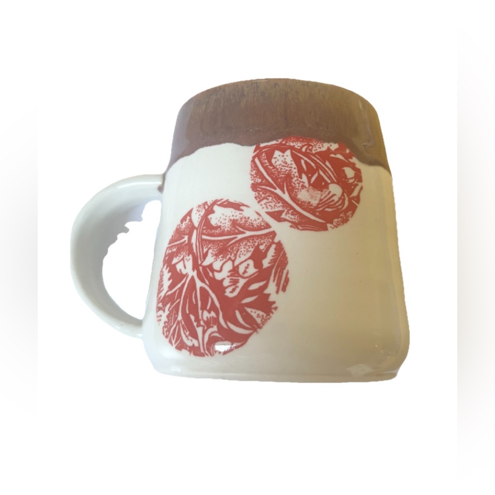 Studio pottery handmade stenciled coffee mug